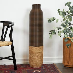 40 in. Dark Brown Handmade Seagrass Decorative Vase