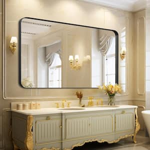 Black 30 in. W x 71 in. H Classic Rectangular Aluminum Deep Framed Full Length Mirror Wall Mirror