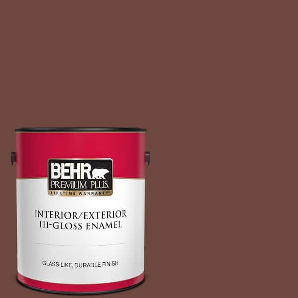 BEHR PREMIUM PLUS 1 gal. #ECC-42-3 Deep Cherrywood Hi-Gloss Enamel Interior/Exterior Paint
