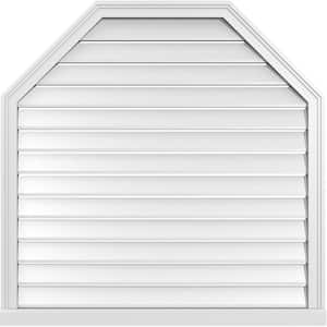 40 in. x 40 in. Octagonal Top Surface Mount PVC Gable Vent: Functional with Brickmould Sill Frame