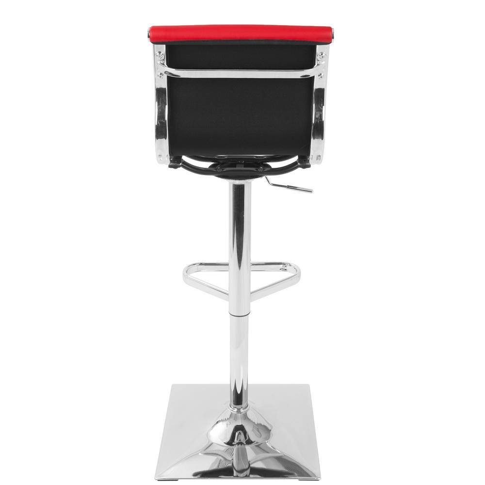 Contemporary Red Faux Leather Adjustable Swivel Barstool 20"