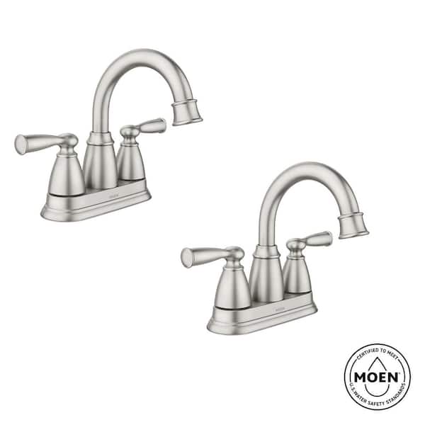 Banbury 4 in. Centerset Double Handle Bathroom Faucet with Spot Resist in Brushed Nickel (2-pack)