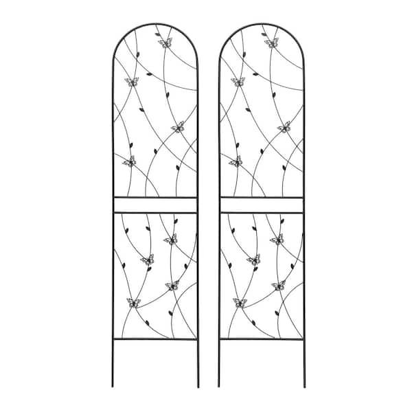 Sudzendf 2-Pack 86.7 in. x 19.7 in. Black Metal Garden Trellis, Rustproof Trellis for Climbing Plants Outdoor Flower Support