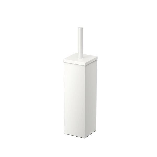Elegant Square Toilet Brush Holder in Matte White