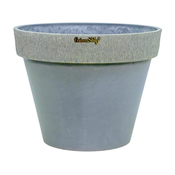 GreenShip Drizzle Standard 19.7 in. W x 15.8 in. H Light Grey Indoor/Outdoor Resin Decorative Planter 1-Pack