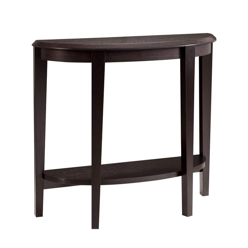 Espresso Brown Wood Semi-Circle Hallway Table with Storage Shelf