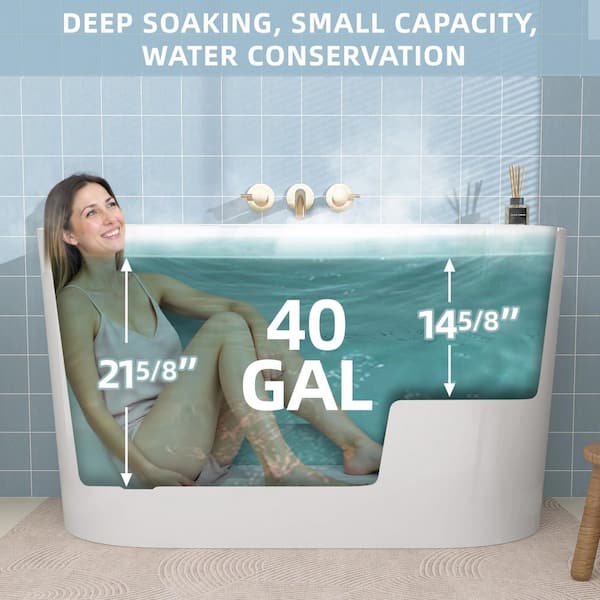 Zeafive High 47.25 in. x 23.63 in. Acrylic Japanese Soaking