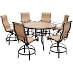 Hanover Monaco 5-Piece Aluminum Outdoor High Dining Set With Round Tile ...