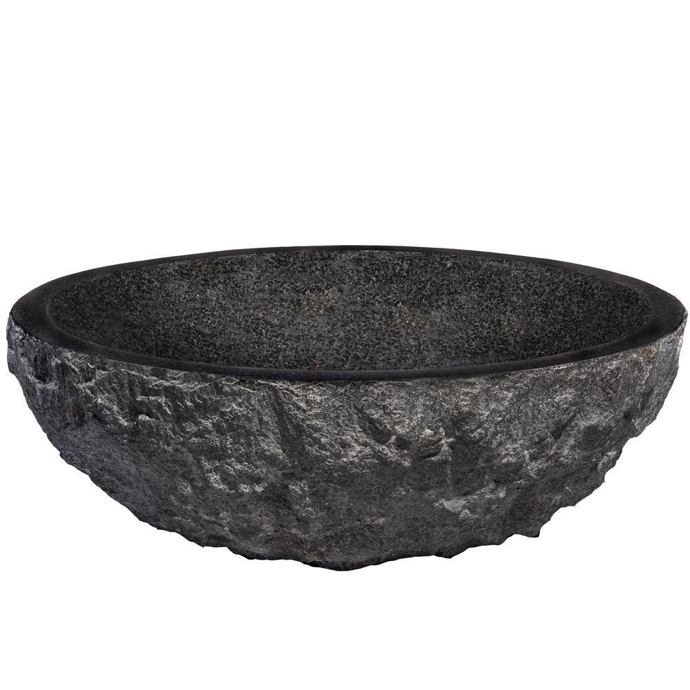 Round Black Granite Above-Counter Vessel Sink