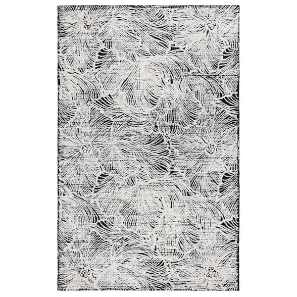 SAFAVIEH Ebony Black/Ivory 5 ft. x 8 ft. Floral Area Rug