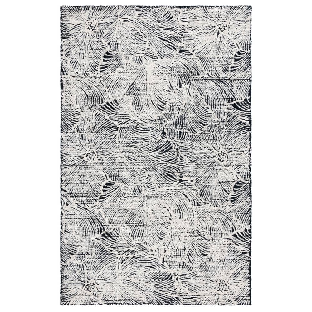 Ebony Black/Ivory 6 ft. x 9 ft. Floral Area Rug price history on PriceWatchPro