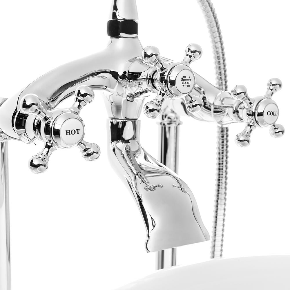 60'' Glossy Black Acrylic Clawfoot Freestanding Bathtub with Chrome Faucet