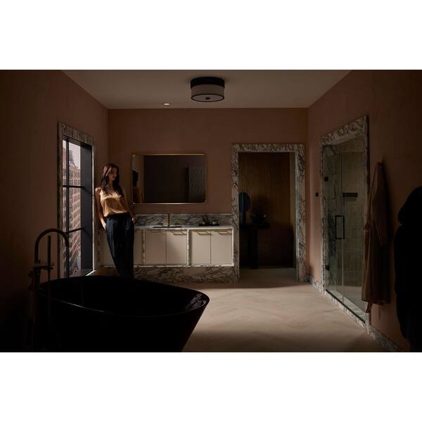 KOHLER Essential 30 in. W x 45 in. H Rectangular Framed Wall Mount Bathroom Vanity Mirror in Moderne Brushed Gold