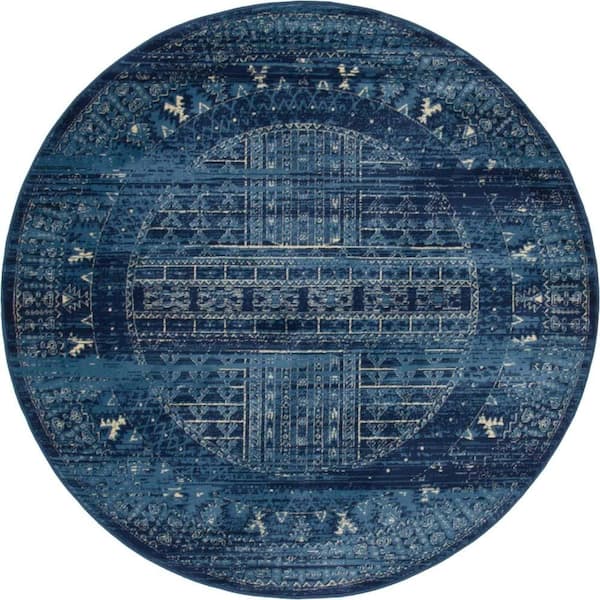 Unique Loom District Sequoia Blue 7' 11 x 7' 11 Area Rug