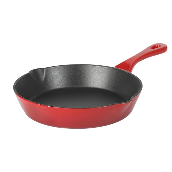 Crock-Pot Artisan 8 in. Enameled Cast Iron Round Skillet in Gradient Red