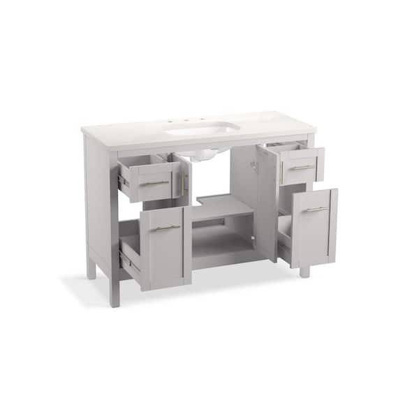 KOHLER Hadron 48.75in. Single Sink Freestanding Atmos Grey Bath Vanity with White Quartz Top Assembled