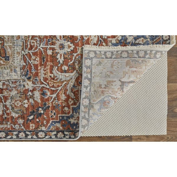 12 ft. X 15 ft. Orange and Ivory Floral Area Rug