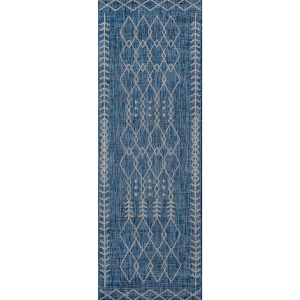 Villa Monaco Blue 2 ft. x 6 ft. Indoor Outdoor Runner Rug