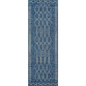 Villa Monaco Blue 2 ft. x 10 ft. Indoor Outdoor Runner Rug