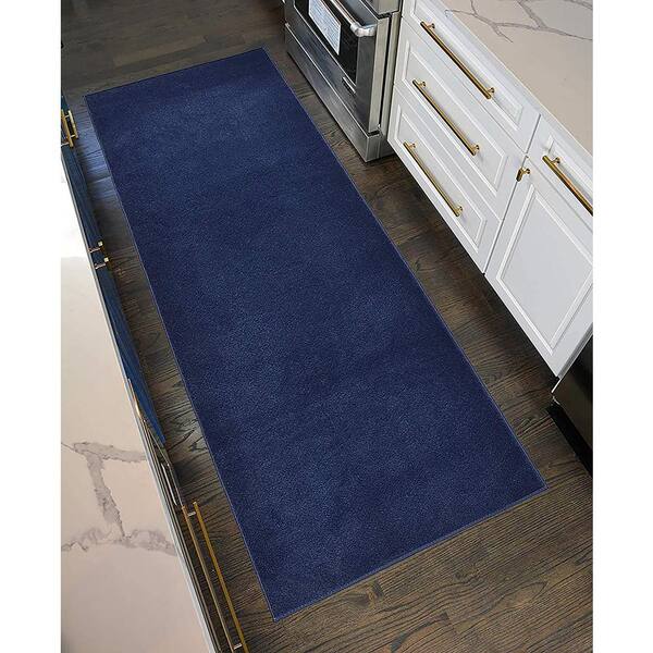 Custom Size Runner Rug Soft Collection Solid Navy 36 in. W x 324 in. L Stair Runner 81 sq. ft.
