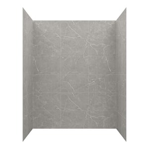 Jetcoat 60 in. W x 78 in. H x 36 in. D 5-Piece Glue Up Composite Alcove Shower Surround in Polished Grey Marble