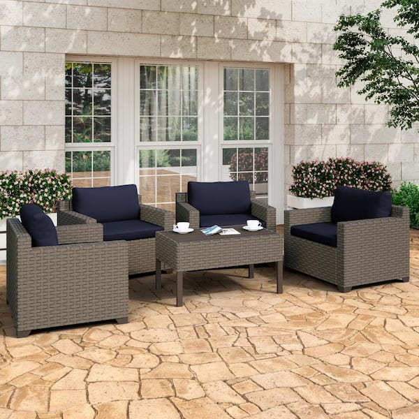 TK CLASSICS Keys 5-Piece Metal Patio Conversation Set with Cobalt Cushions