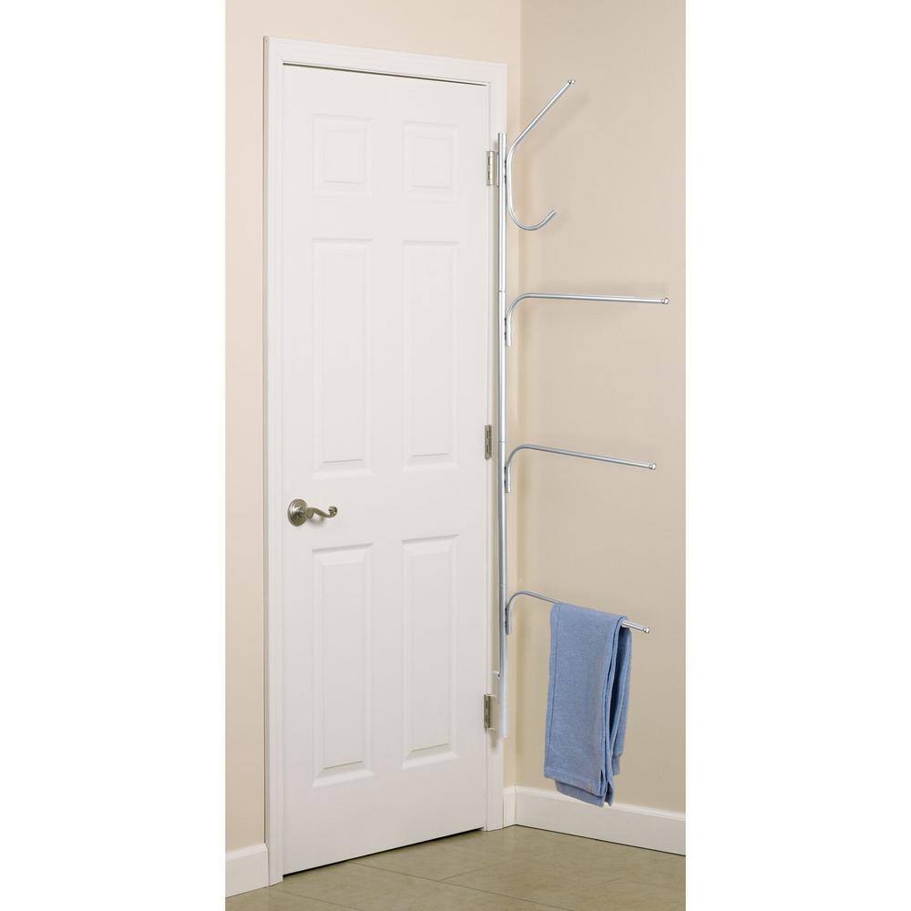 Silver Steel Wall Mounted Family Towel Bar with Swivel Arms