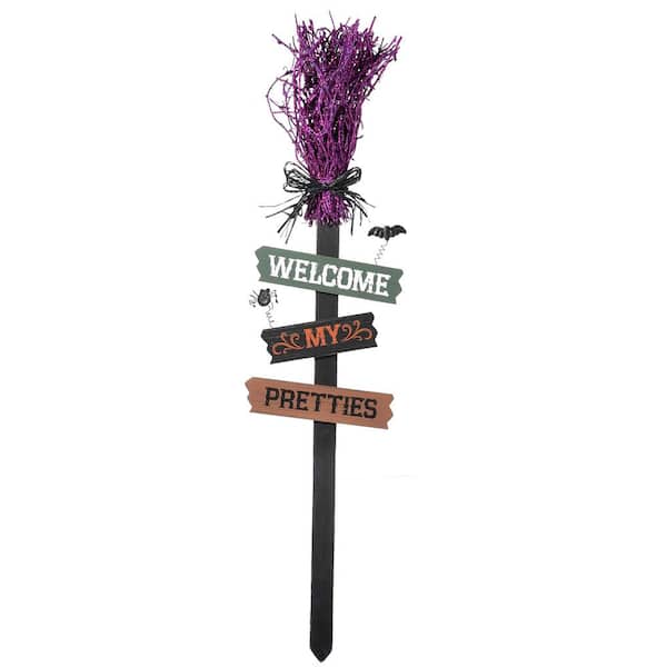 33 in. Purple Halloween Sign Yard Decoration