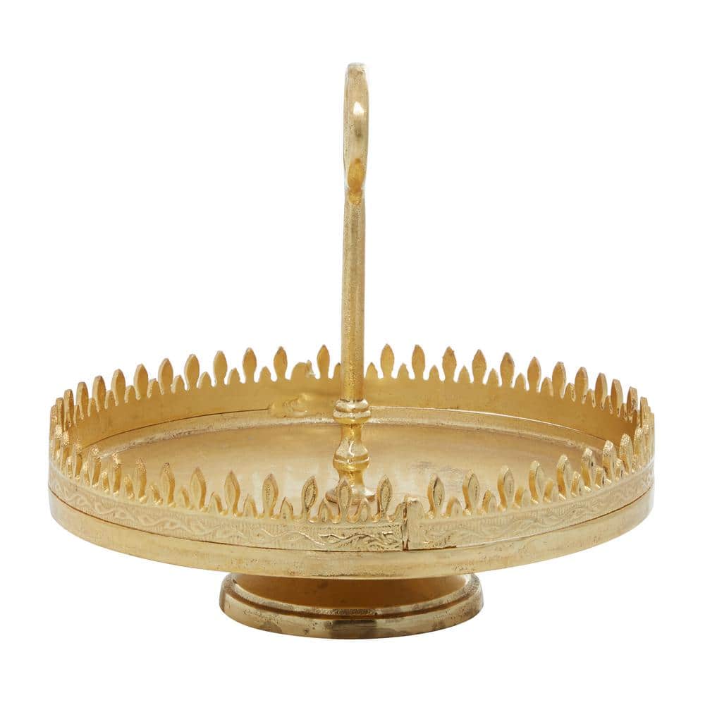 Gold Aluminum Glam Cake Stand with Finial Handle