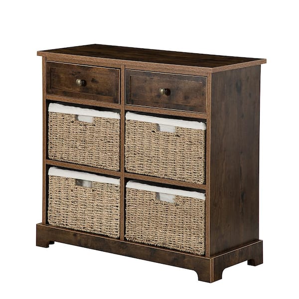 JAYDEN CREATION Fallah 6-Drawer Amber Accent Chest with Bracket legs
