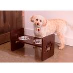 4 Cup MDF with Stainless Steel Bowls Adjustable Pet Feeder in Espresso