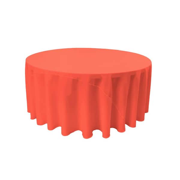 LA Linen 132 in. Round Coral Polyester Poplin Tablecloth