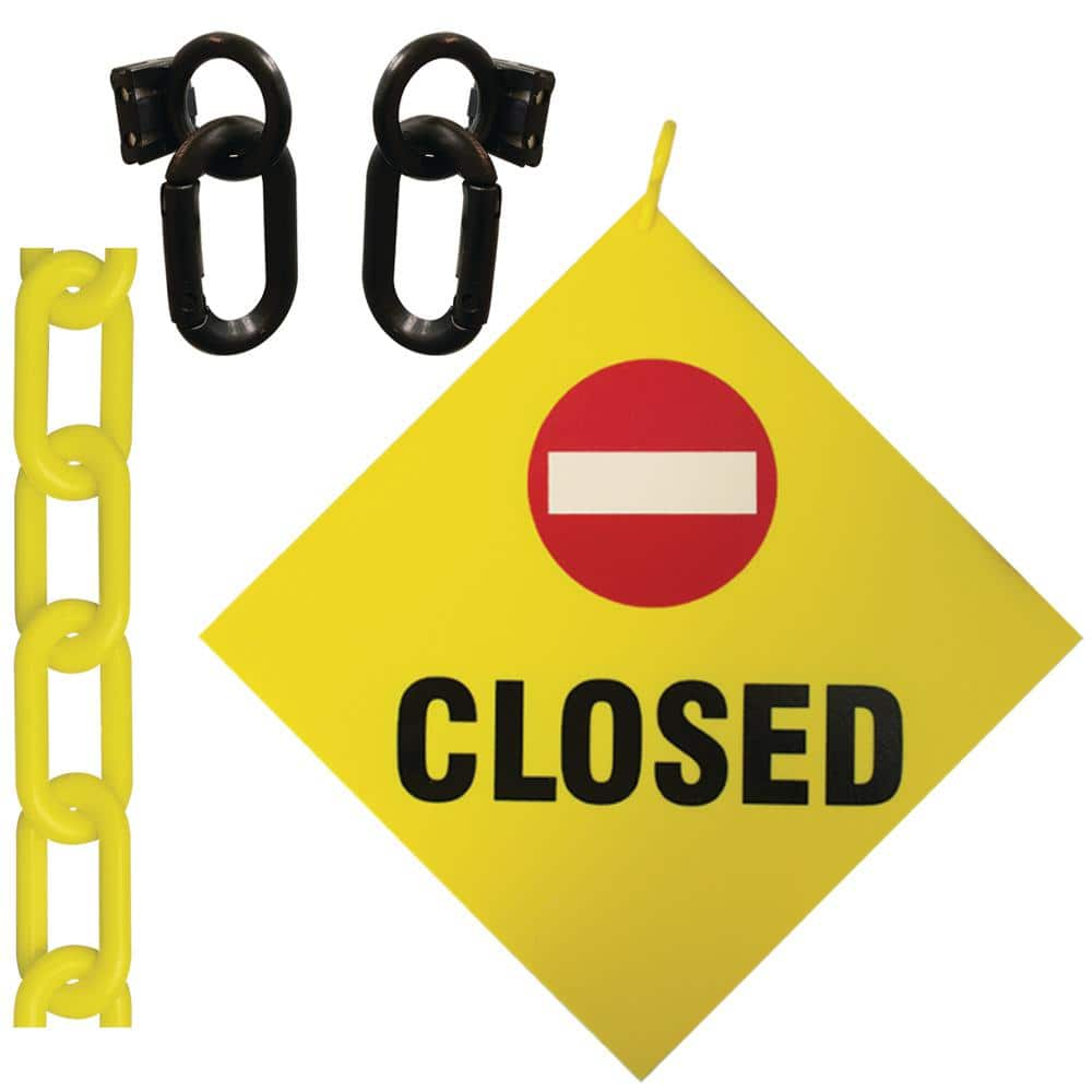 Mr. Chain Closed Sign 8 in. x 8 in. with 12 ft. Yellow Plastic Chain