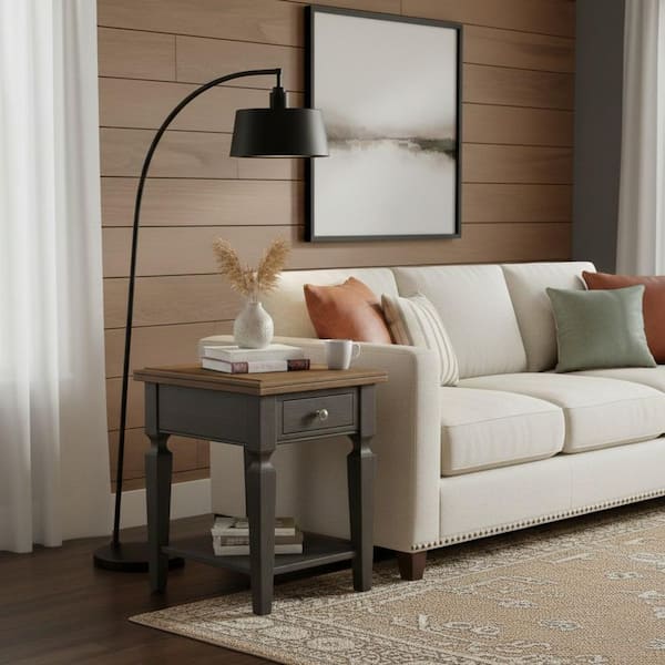 International Concepts Vista 24 in. Hickory/Coal H Solid Wood End Table