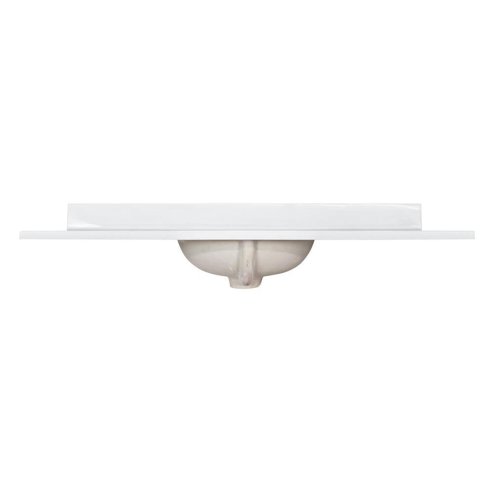 Solid White Cultured Marble 49-Inch Vanity Top with Integrated Backsplash