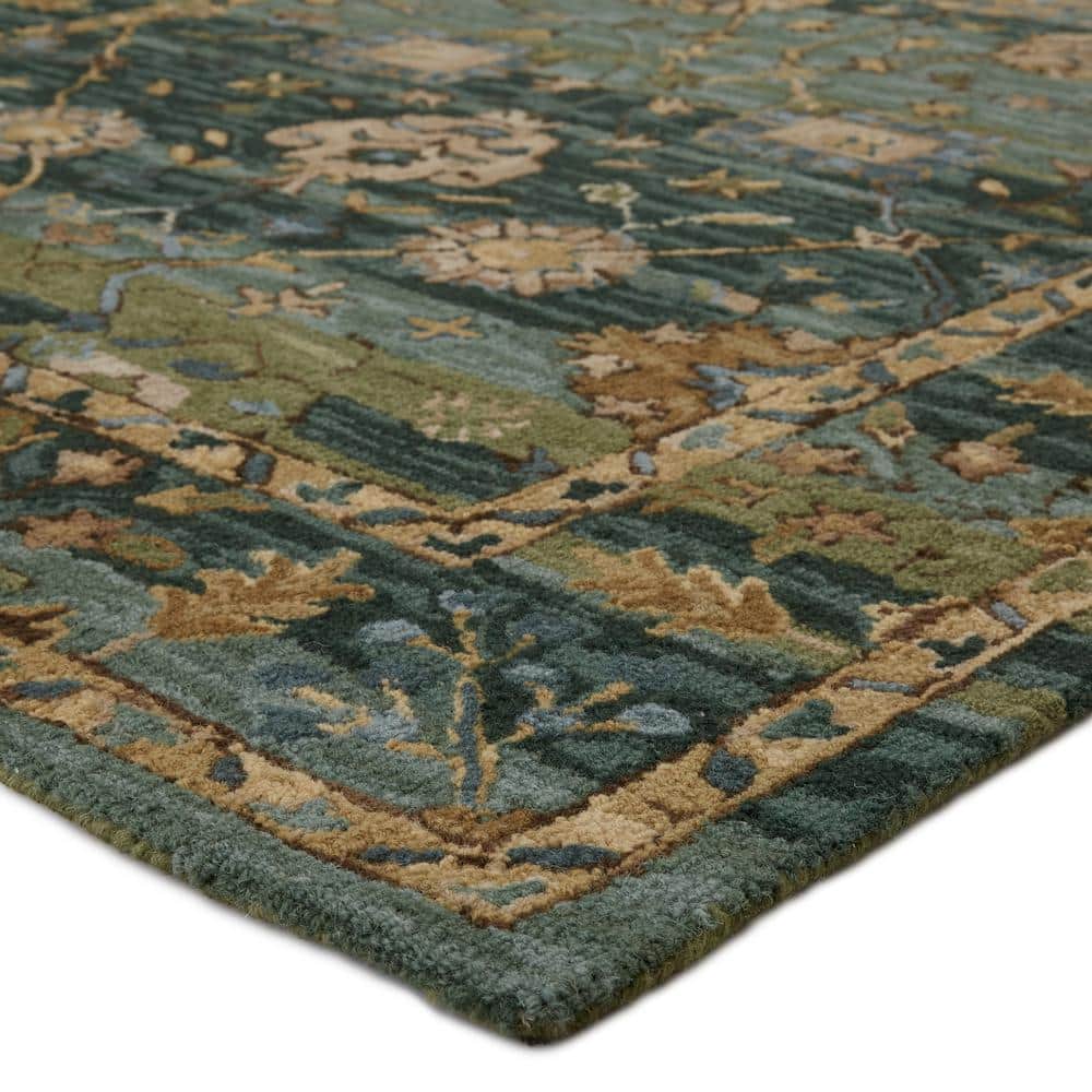 Cardamom Blue and Green Hand-Tufted Wool 8' x 10' Rug