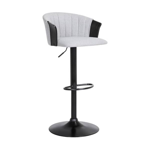 Benjara 33 in. Gray and Black Low Back Metal Frame Bar Stool with Fabric Seat