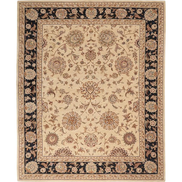 2000 Beige 8 ft. x 10 ft. Bordered Traditional Area Rug