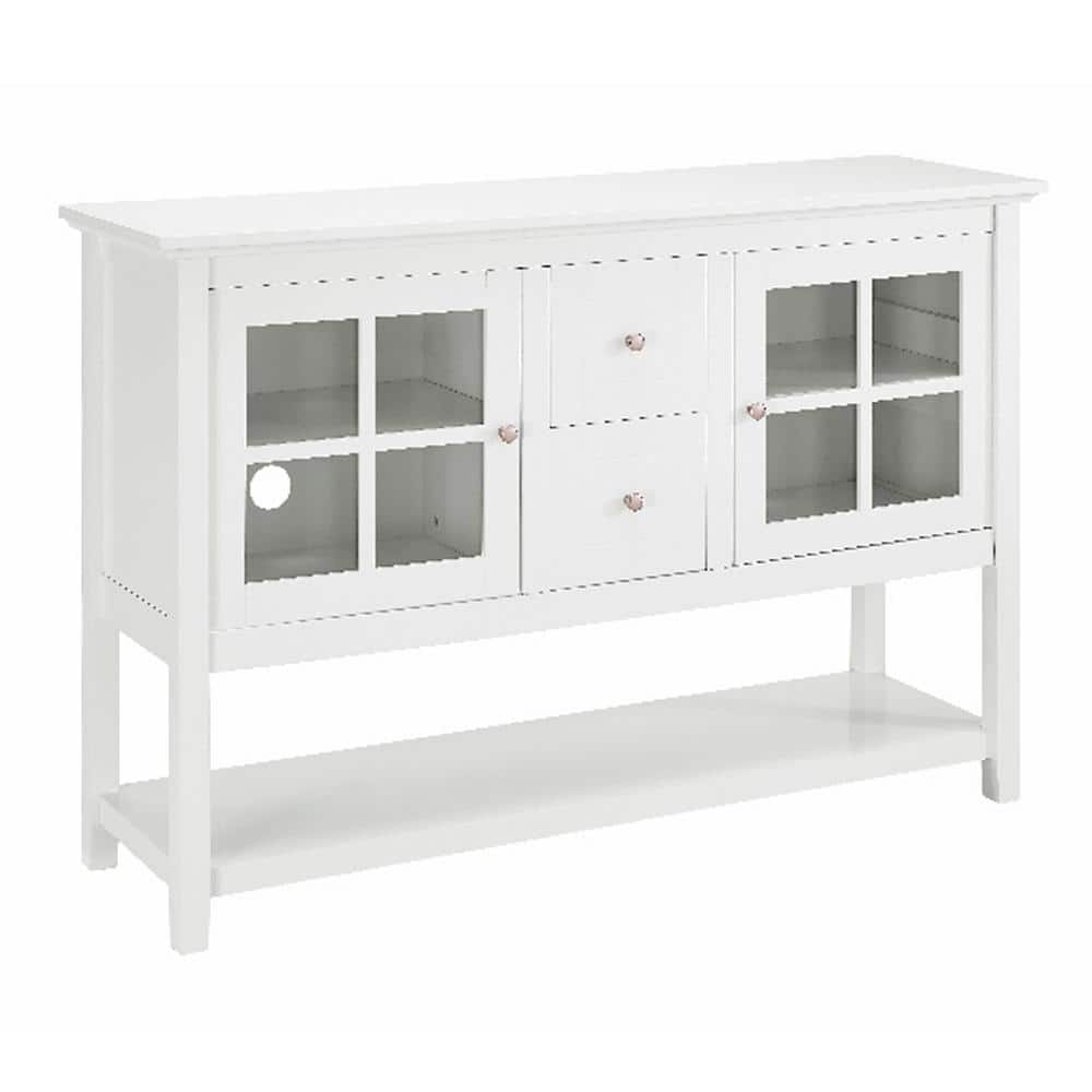 White 52" MDF and Glass TV Stand with Storage