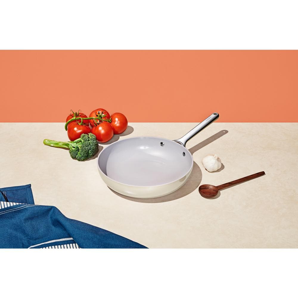 Cream 10.5" Stainless Steel Ceramic Nonstick Fry Pan