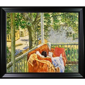 Couch on the Porch, Cos Cob by Childe Hassam Black Matte Framed Nature Oil Painting Art Print 25 in. x 29 in.