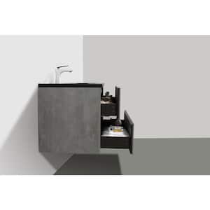EDI 30 in. W x 18.7 in. D x 19.7 in. H Wood Melamine Vanity Set in Gray with Solid Surface Top Black Basin