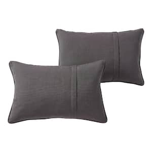 Sunbrella Coal Rectangle Outdoor Throw Pillow with Pleat (2-Pack)