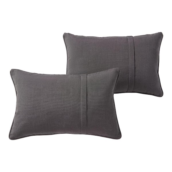 Greendale Home Fashions Sunbrella Coal Rectangle Outdoor Throw Pillow with Pleat (2-Pack)