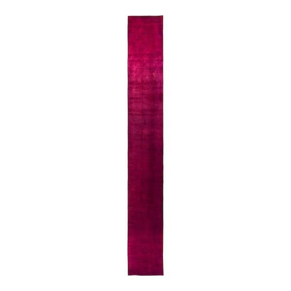 Overdyed Pink 3 ft. x 20 ft. Solid Wool Indoor Runner Rug