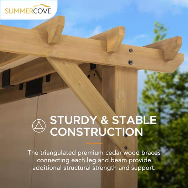 Sunjoy 10 ft. x 11 ft. Cedar Wood Framed Hot Tub Pergola with Adjustable Canopy