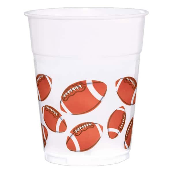 Amscan 3.75 in. x 4.25 in. 16 oz. Football Printed Plastic Cups