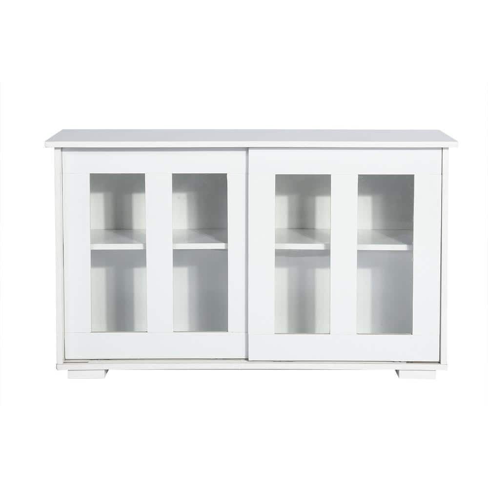 White 24.8 in. H Storage Cabinet with Adjustable Shelves, Sideboard