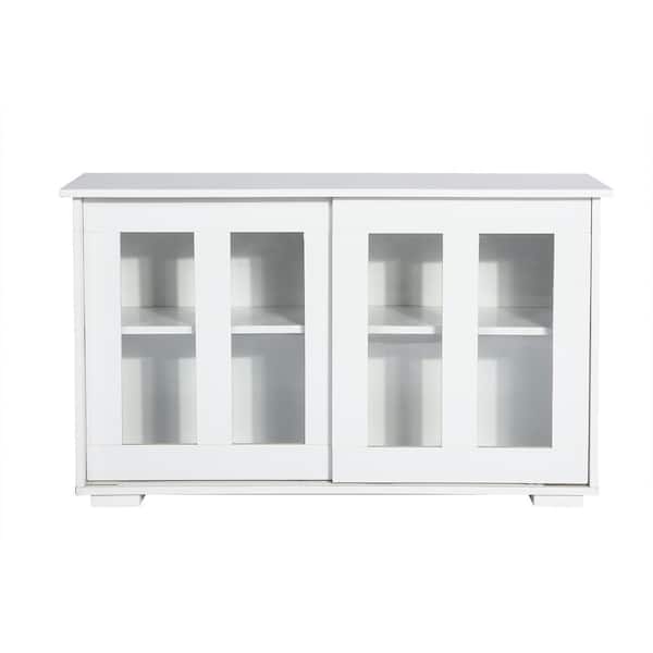 Unbranded White 24.8 in. H Storage Cabinet with Adjustable Shelves, Sideboard
