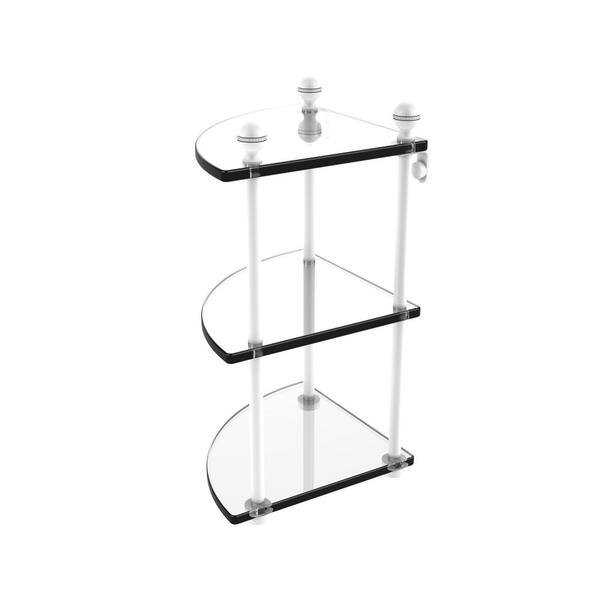 Allied Brass Mambo Collection 3 Tier Corner Glass Shelf In Matte White Ma 6 Whm The Home Depot - 3 Tier Corner Bath Shelf Allied Brass Mambo Collection 3 Tier Corner Glass Shelf In Matte White Ma 6 Whm The Home Depot - 3 Tier Corner Bath Shelf